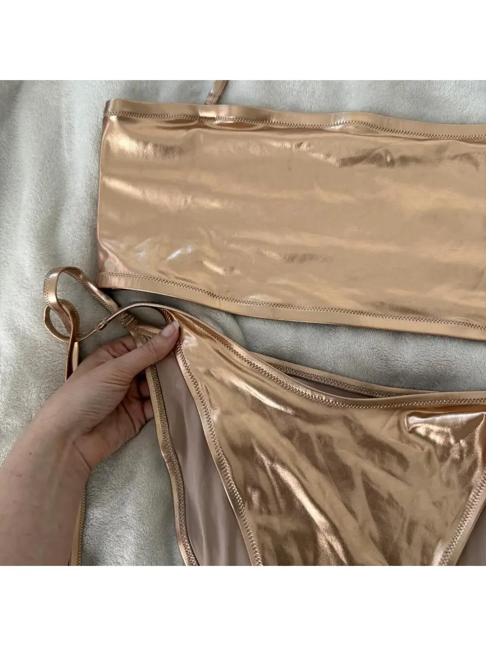 Skims copper metallic  bikini set NWT size 4x